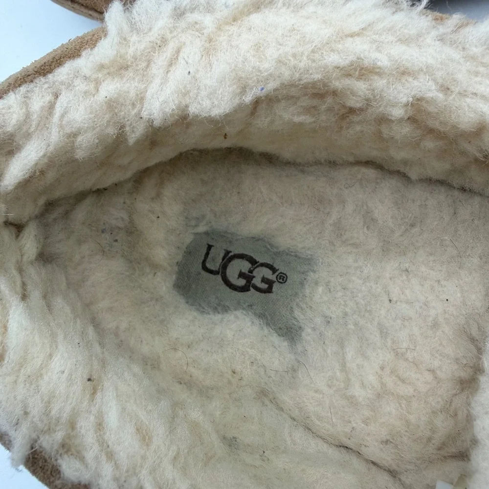 UGG Ascot Moccasin Slippers Mens 11 Chestnut Suede Wool Lined Loafers 5775